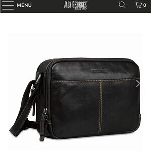 Jack Georges Leather Double Zippered Crossbody Bag Voyager #7195 
 black